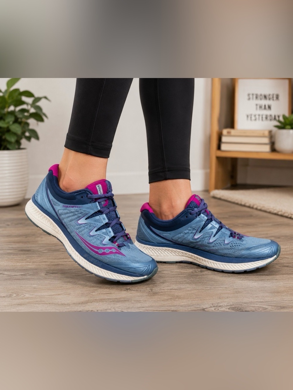 Saucony Triumph ISO 2 Women’s Running Shoes Blue Purple EVERUN Sneakers Size 8